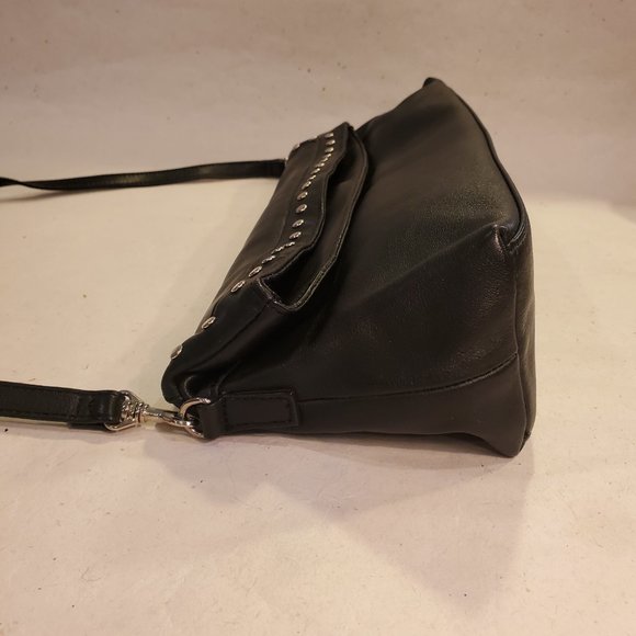 Maxx New York Handbag Black Leather Studded Clutch Purse Shoulder Bag - Picture 5 of 10